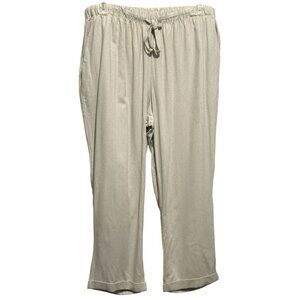 Linen Blend Drawstring Elastic Waist Cuffed Wide Leg Pants Wheat 1X Monroe Main